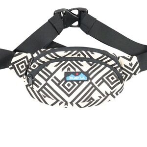 KAVU Spectator Waist Pack Mens OS Black White Geometric Diamond Canvas Hip Bag